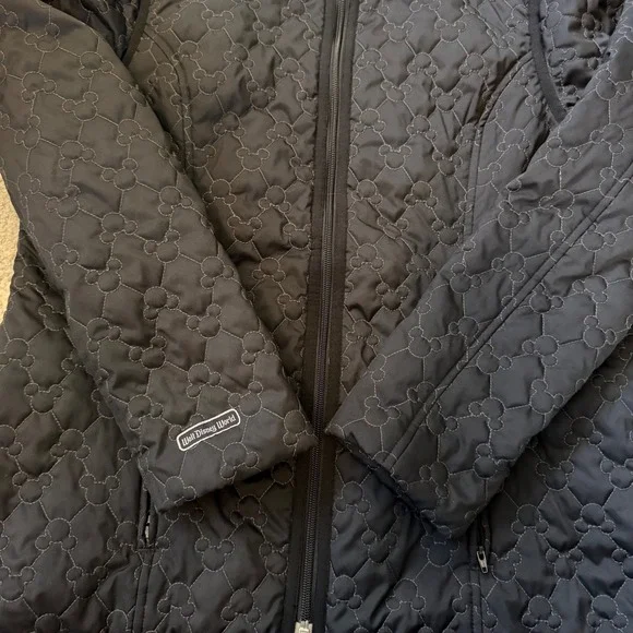 Walt Disney World Quilted Mickey Mouse Jacket Women's Size L Black Full Zip - Picture 6 of 6